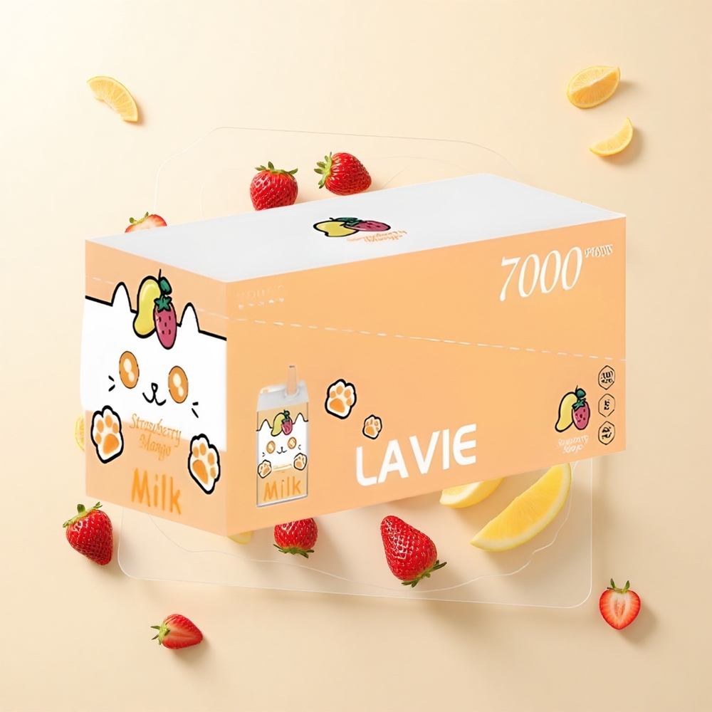 LAVIE Mlieko 7000 Pufov Jednorázová E-cigareta Jahoda Mango 16ML 600mAh Typ-C
