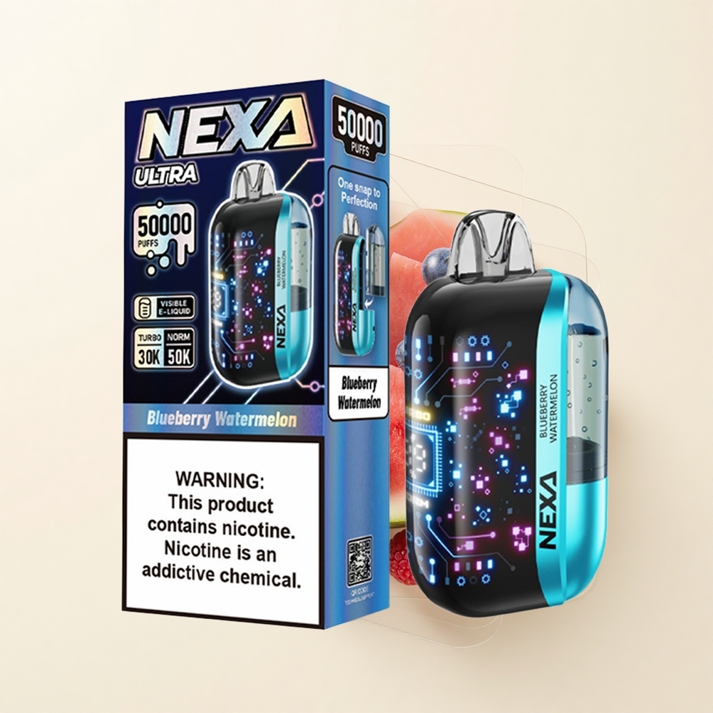 NEXA Ultra 50000 Púfov 20ml 800mAh 5 Nikotín Dvojitá Mriežka Typ-C Čučoriedka Vodný Melón