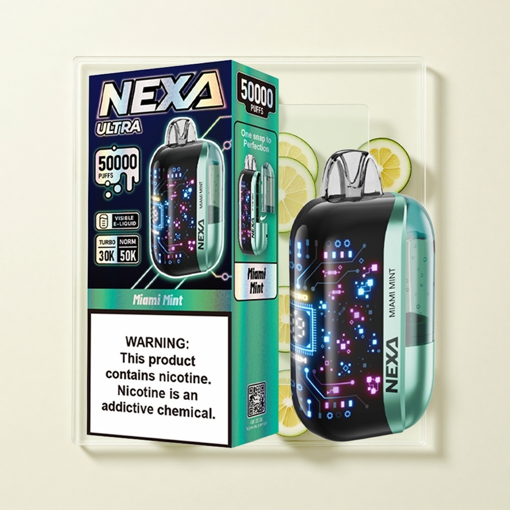 NEXA Ultra 50000 Púfov Jednorazové Vape Miami Mätová 20ml 800mAh 5 09ohm Typ-C