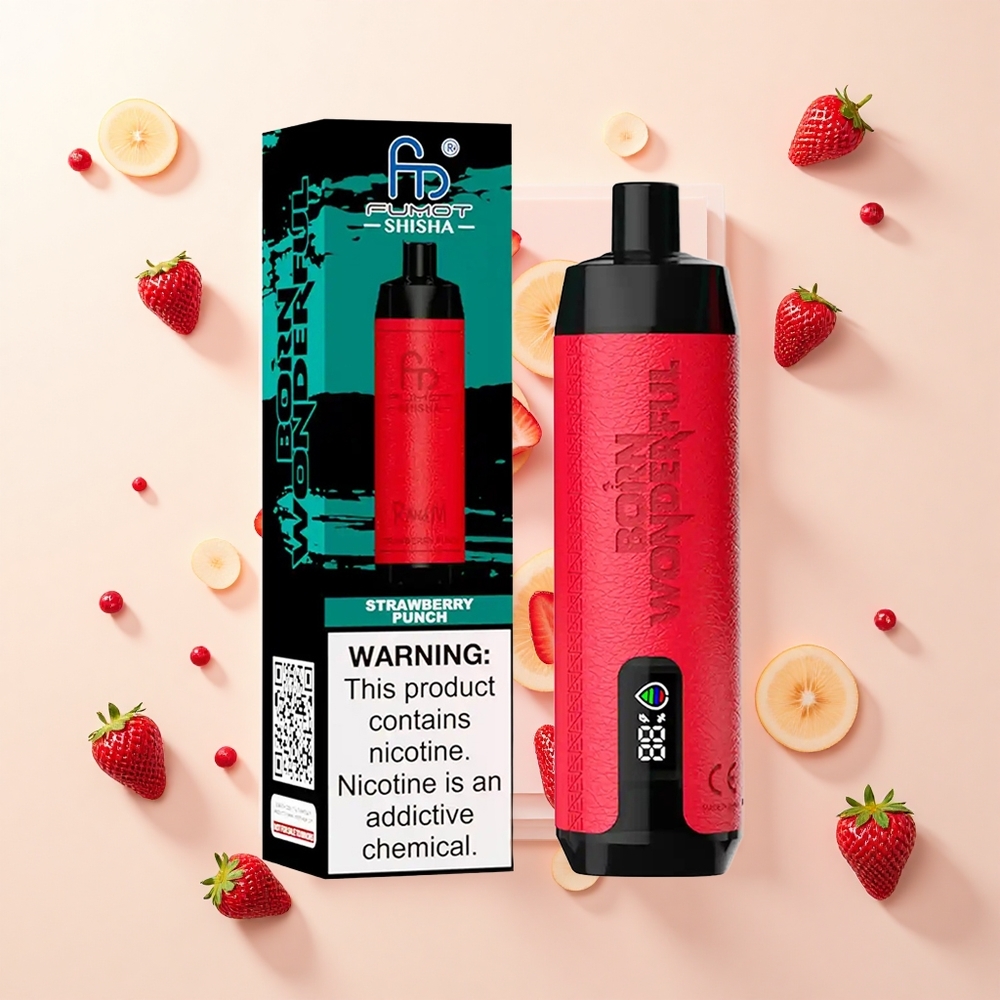 RandM Fumot Shisha 10000 Púfov 18ml 850mAh 06ohm Jahodový Punch