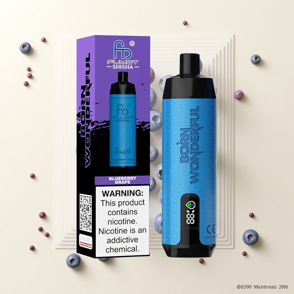 RandM Fumot Shisha 10000 Púfov 18ml 850mAh 06ohm Type-C Boruvka Hrozno