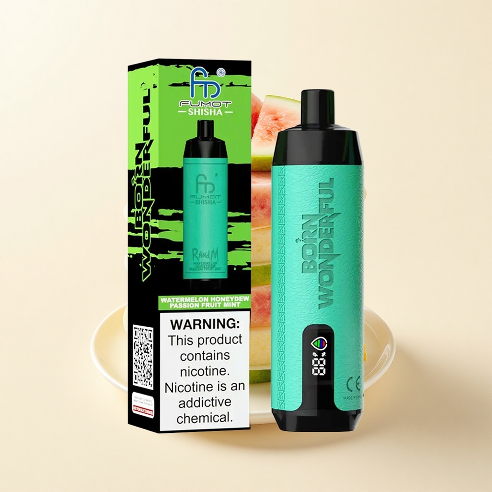 RandM Fumot Shisha 10000 Púfov LED 18ml Typ-C 06ohm Melón Medovica Marakuja Mätový