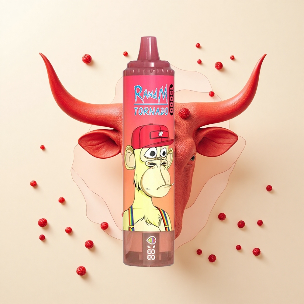 RandM Fumot Tornado 15000 Pôfov Jednorazové Vape Jahoda Red Bull 25ml 850mAh Mesh LCD Typ-C