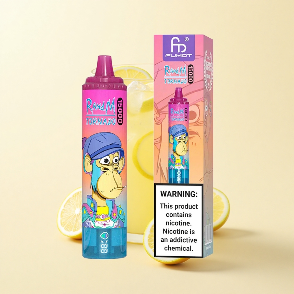 RandM Fumot Tornado 15000 Pôfov Jednorazové Vape Limonáda 25ml 850mAh Mesh LCD Typ-C
