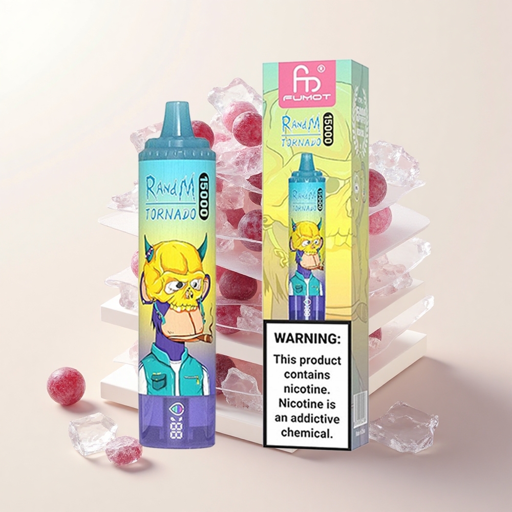 RandM Fumot Tornado 15000 Pôšov Jednorazová Vape Hroznový Ľad s 25ml Kapacitou a 850mAh Batériou