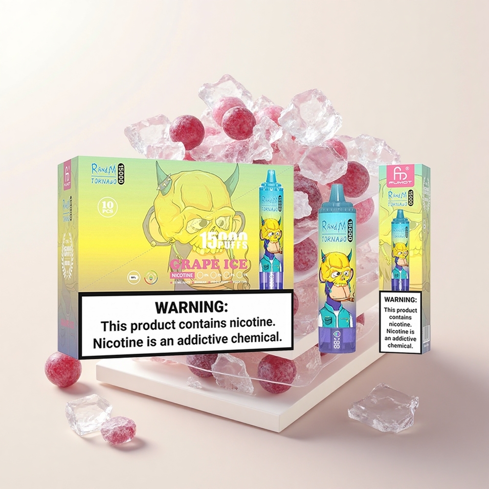RandM Fumot Tornado 15000 Pôšov Jednorazová Vape Hroznový Ľad s 25ml Kapacitou a 850mAh Batériou