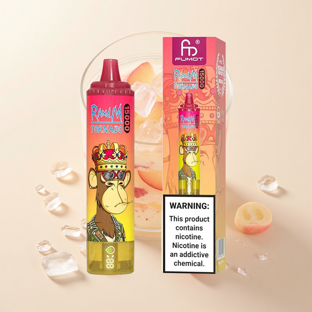 RandM Fumot Tornado 15000 Púfov 25ml 850mAh LCD Broskyňový Ľad
