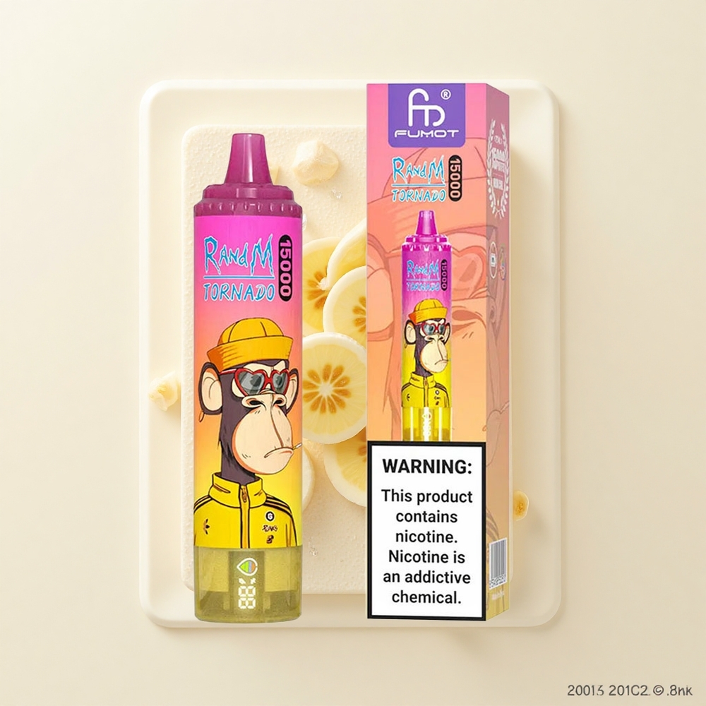 RandM Fumot Tornado 15000 Púfov 25ml 850mAh LCD Typ-C Banánový ľad