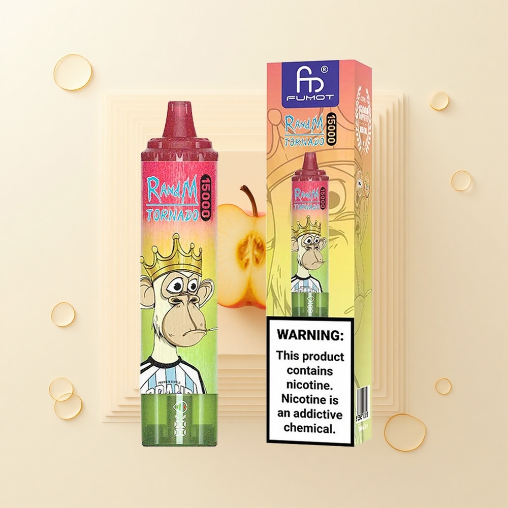 RandM Fumot Tornado 15000 Púfov Jednorazové Vape Jablko Broskyňa Hruška 25ml 850mAh Mesh Typ-C LCD