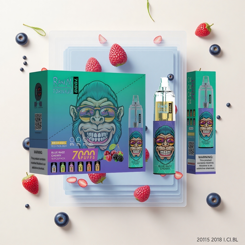 RandM Fumot Tornado 7000 Pufov 14ML 850MAH Blue Razz Cherry
