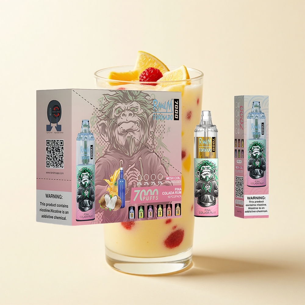 RandM Fumot Tornado 7000 Pufov 14ML 850MAH Typ-C RGB Piña Colada Rum