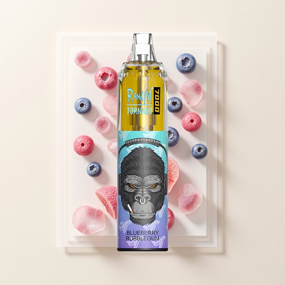 RandM Fumot Tornado 7000 Pufy 14ML 850MAH Mesh Coil Type-C RGB Blueberry Bubblegum
