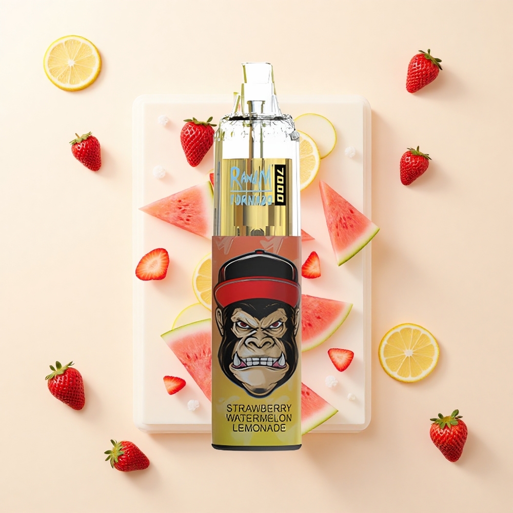 RandM Fumot Tornado 7000 Púfov Jednorazové Vape 14ML 850MAH Mesh Coil Type-C RGB Air-Adjustable Jahoda Vodný Melón Limonáda