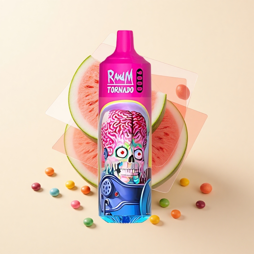 RandM Fumot Tornado 9000 Náustkov Vodnelónové Skittles 850mAh 18mL Mriežka RGB 54 Príchutí
