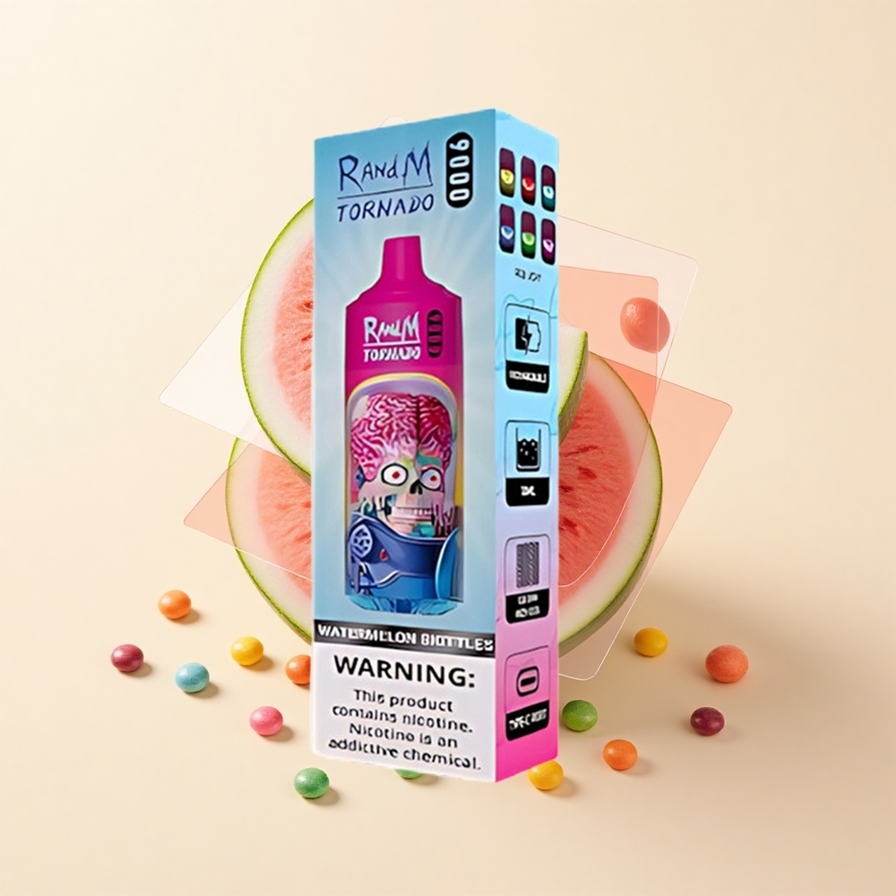 RandM Fumot Tornado 9000 Náustkov Vodnelónové Skittles 850mAh 18mL Mriežka RGB 54 Príchutí