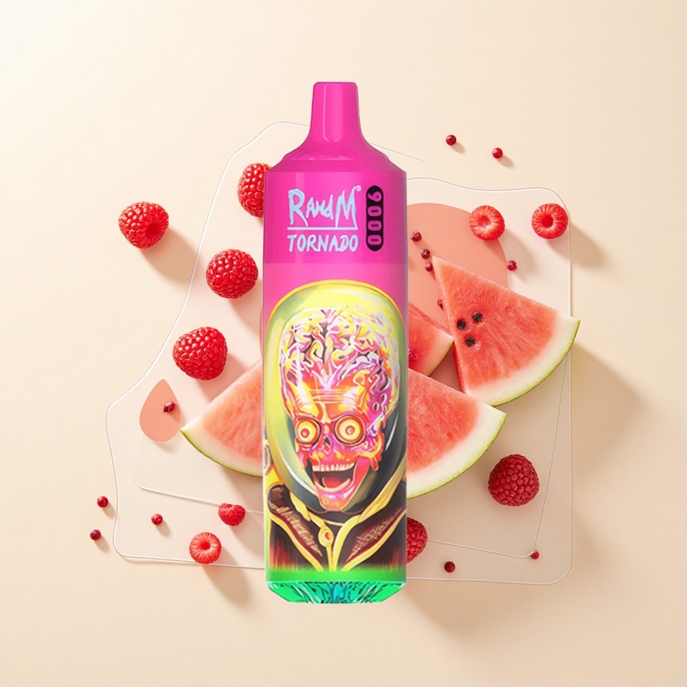 RandM Fumot Tornado 9000 Pufov Jednorazové Vape Malina Vodný Melón 850mAh 18mL Mesh RGB 54 Príchutí