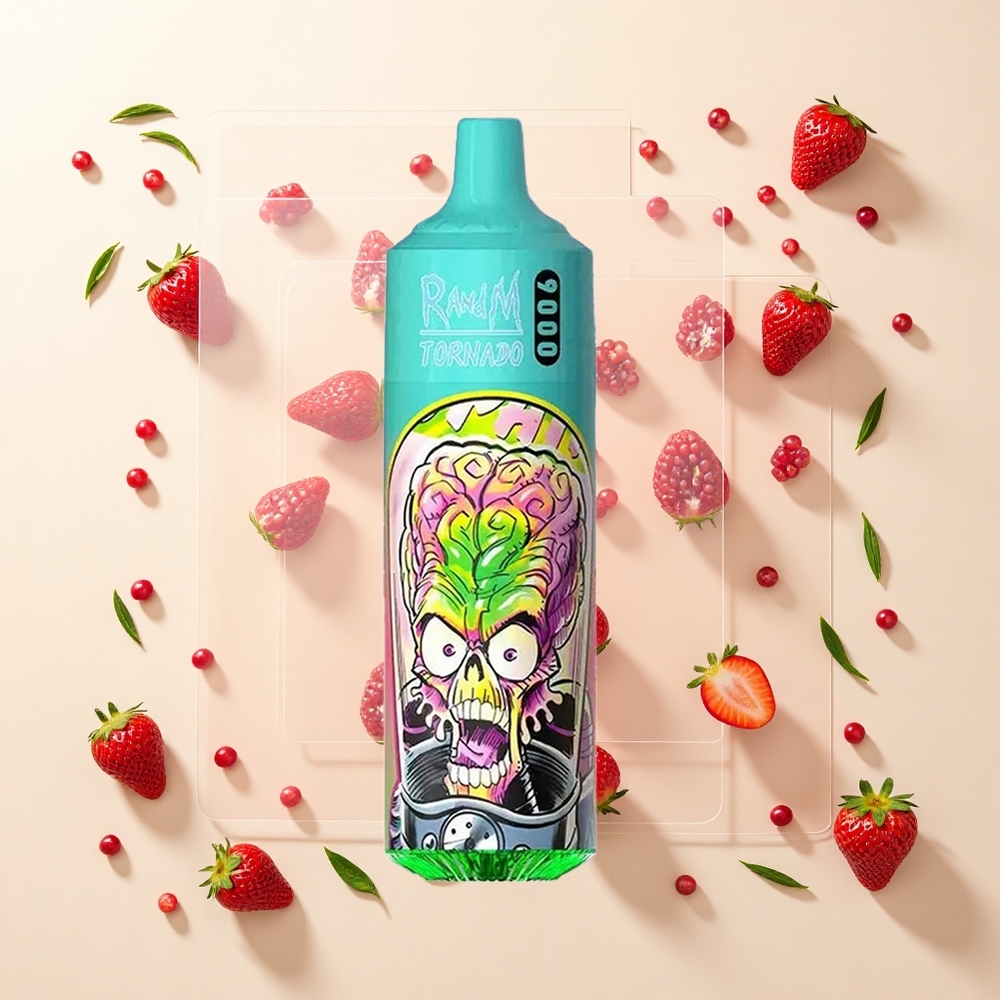 RandM Fumot Tornado 9000 Pufov Jednorázová Vape Jahoda Granátové Jablko 18 mL 850 mAh Mesh RGB 54 Príchutí