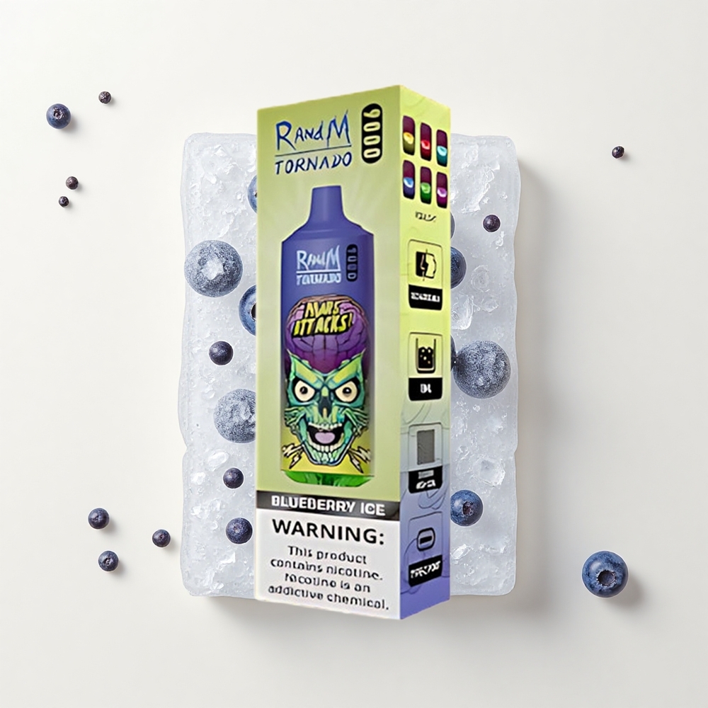 RandM Fumot Tornado 9000 Púfov 850mAh 18mL Mriežka RGB 54 Príchuť Čučoriedkový ľad