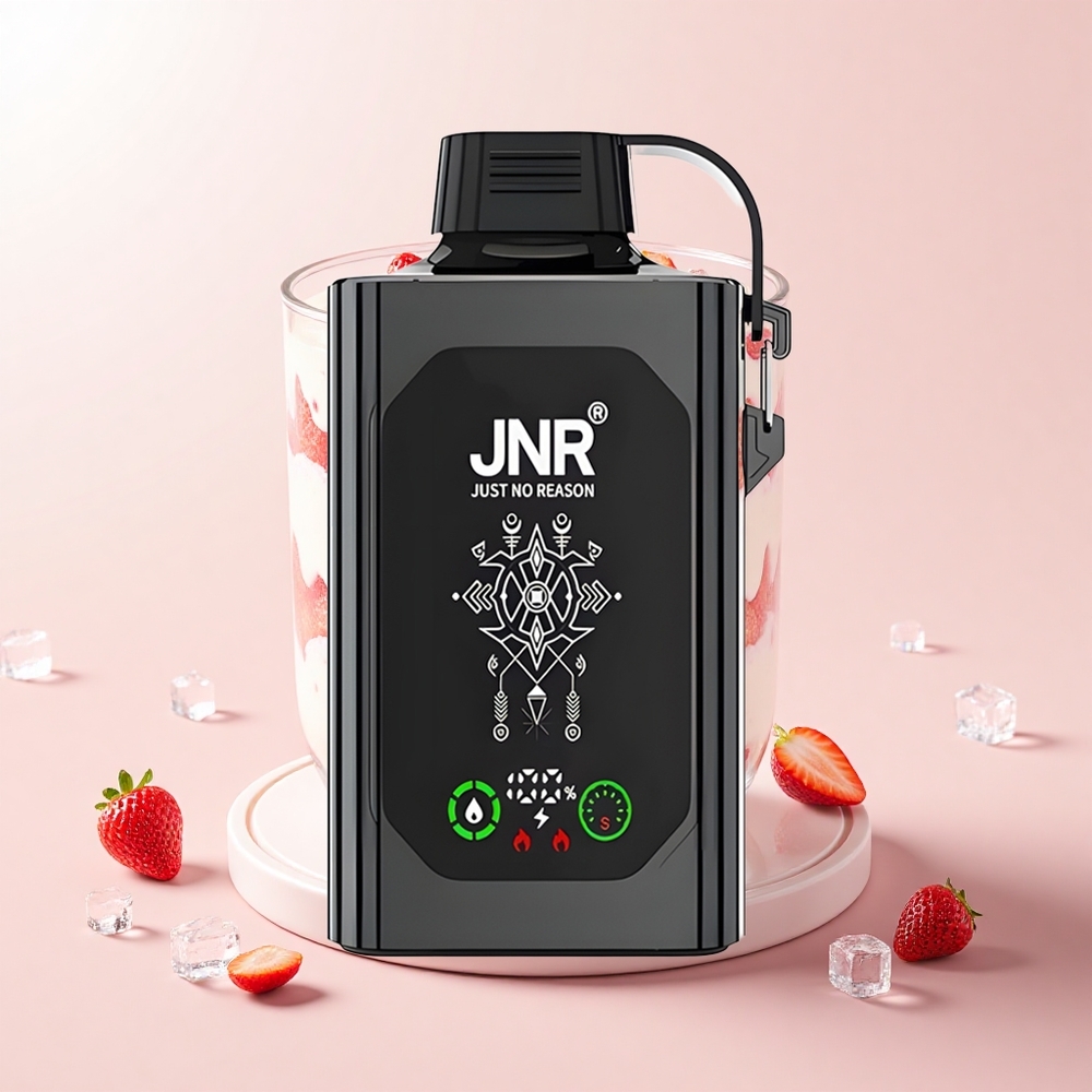 JNR Shisha Hookah Box 20500 Pufov Jednorazové Vape Jahodový ľad HD Display 1000mAh 25ml Dual Mesh Coil Type-C
