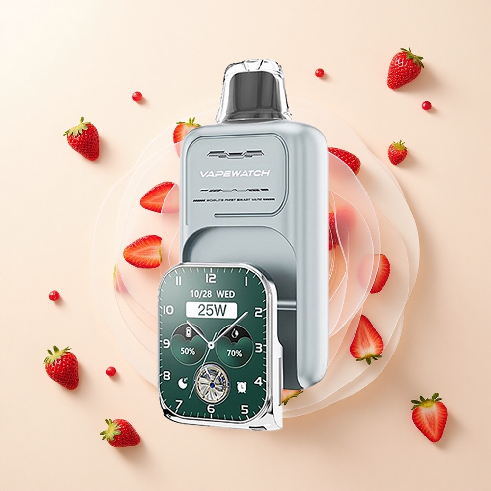 JNR VapeWatch 30000 Puffov Jednorazové Vape Jahodový ľad 1000mAh 19mL 5% Dual Mesh Type-C