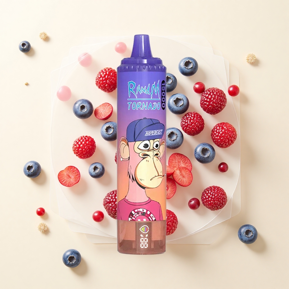 RandM Fumot Tornado 15000 Pufov Jednorazové Vape Čučoriedka Čerešňa Brusnica 25ml 850mAh Type-C Mesh 09 Ohm LCD