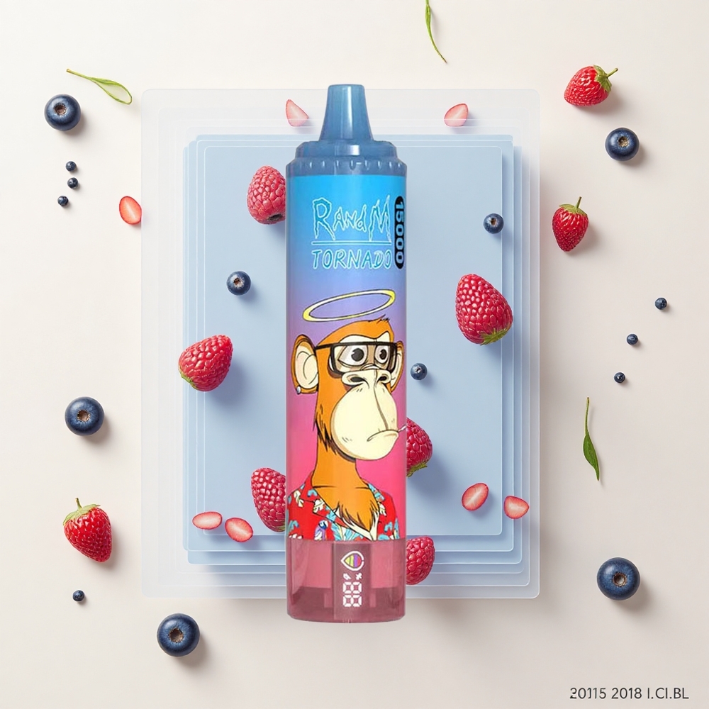 RandM Fumot Tornado 15000 Púfov Disposabilný Vape Modrá Malina Čerešňa LCD Typ-C 25ml 850mAh