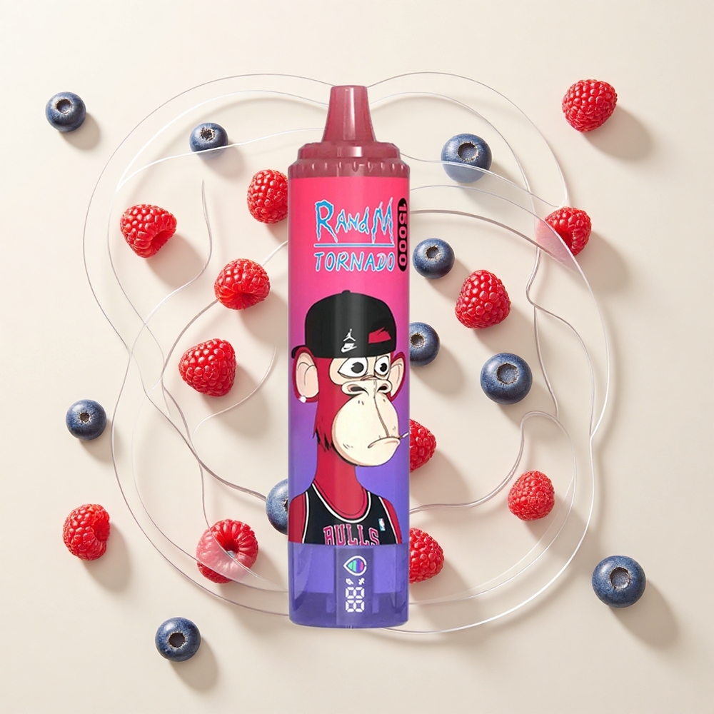 RandM Fumot Tornado 15000 Púfov Jednorazové Vape Modrá Malina 25ml 850mAh Mesh 09 Ohm LCD Typ-C