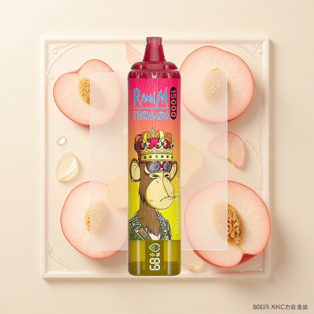 RandM Fumot Tornado 15000 Púfov Jednorazové Vape Mrazená Broskyňa 25ml 850mAh Mesh 09 Ohm LCD Type-C