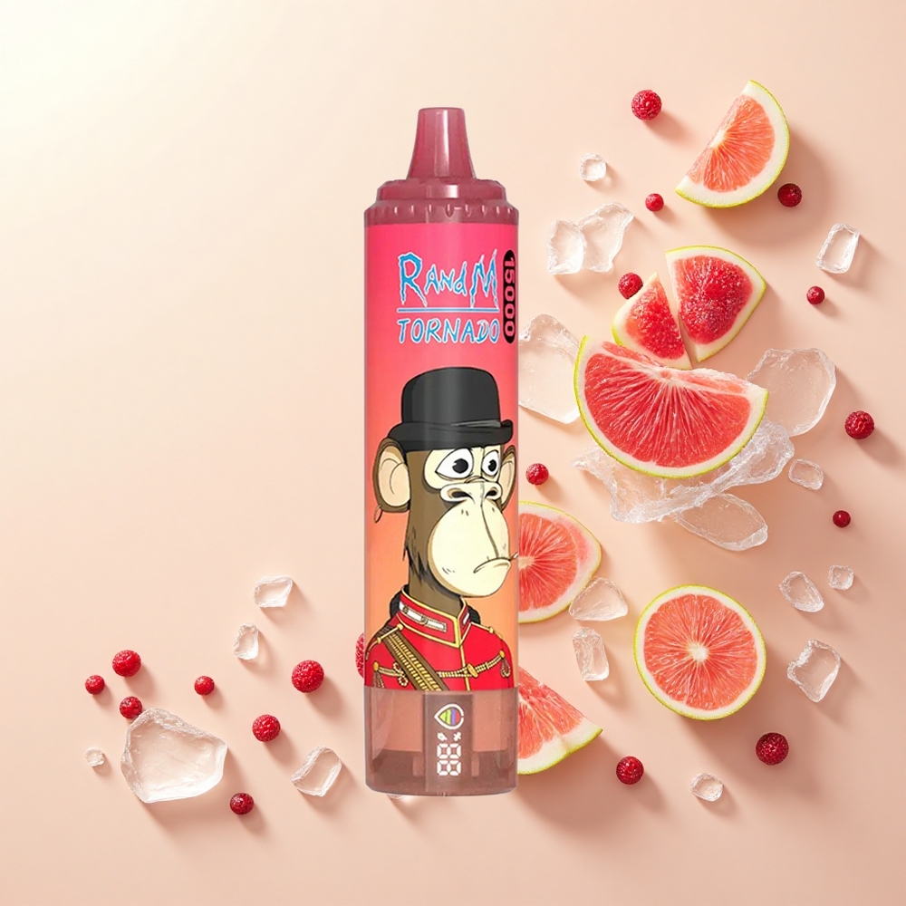 RandM Fumot Tornado 15000 Púfov USB-C LCD 25ml 850mAh Červená Energia Ľadová