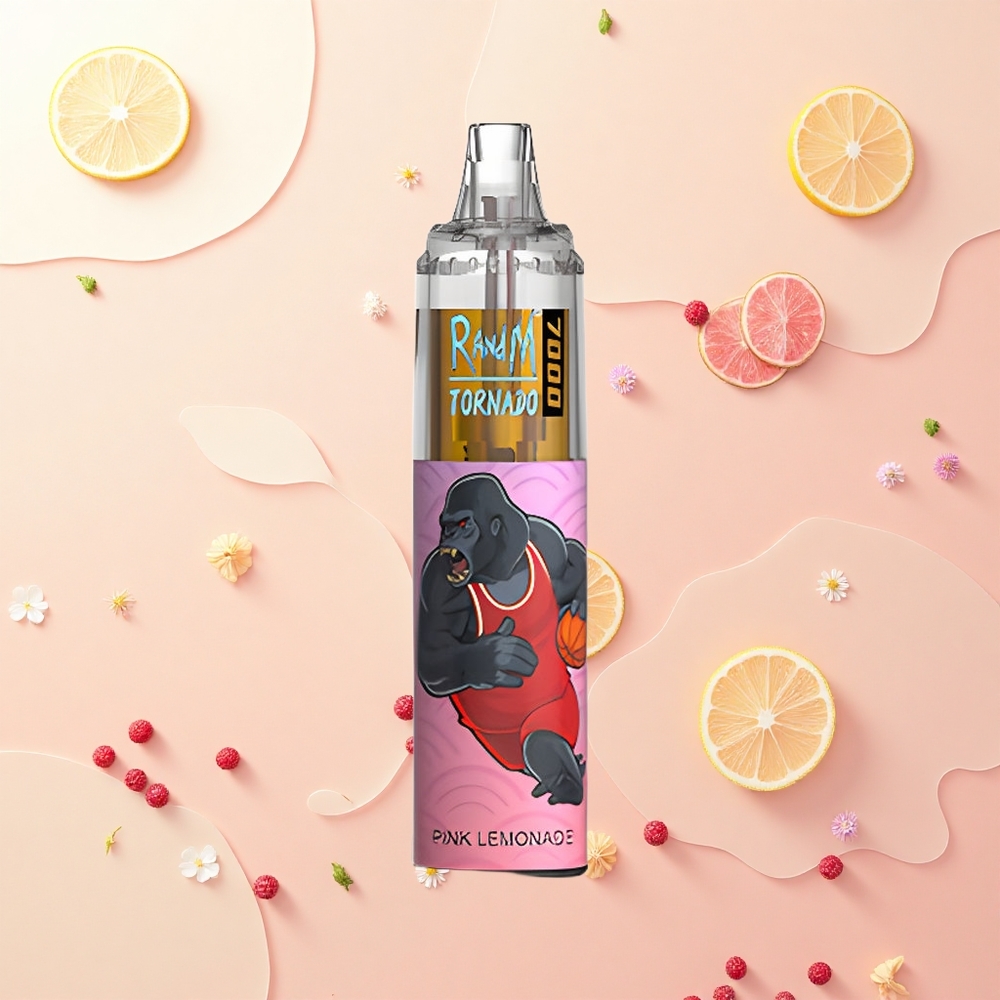 RandM Fumot Tornado 7000 Puf 14ML 850MAH Typ-C RGB Pink Lemonáda