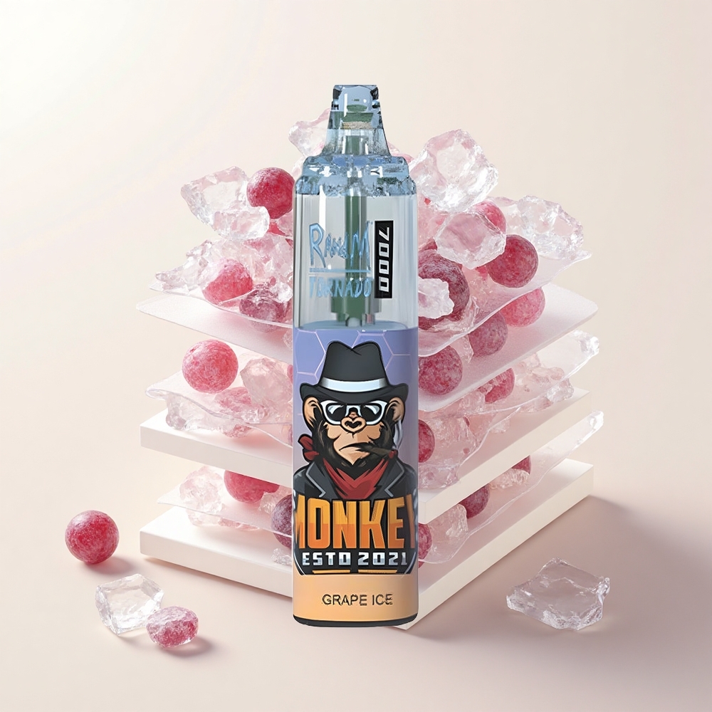 RandM Fumot Tornado 7000 Pufov 14ML 850MAH Mesh Coil Typ-C RGB Hroznový ľad