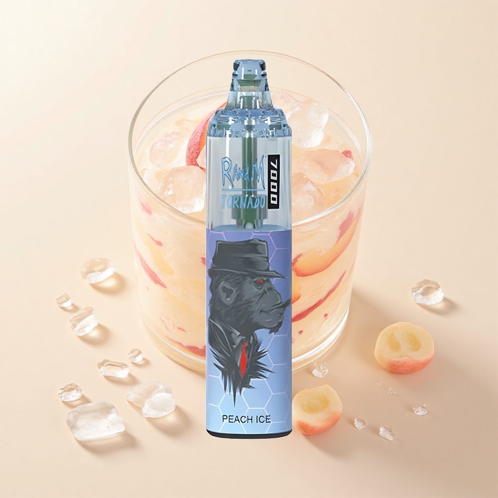 RandM Fumot Tornado 7000 Pufov 14ML 850MAH Mesh Coil Type-C RGB Broskyňa Ľad