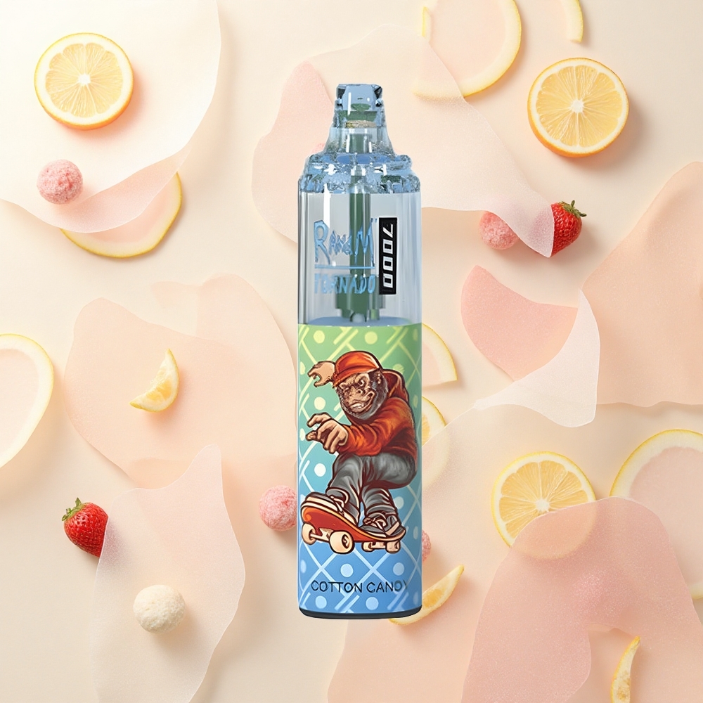 RandM Fumot Tornado 7000 Pufov 14ML 850MAH Typ-C RGB Cukrová vata